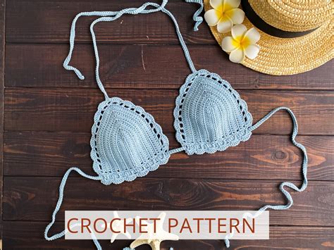 Crochet Bikini Top Pattern On English Crochet Triangle Bralette Pattern For Cup Size AA DD