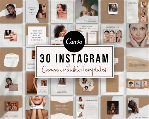 Instagram Template Esthetician Canva Templates Esthetician Etsy