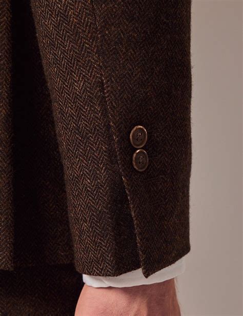 Men S Brown Merino Herringbone Tweed Slim Suit Collection