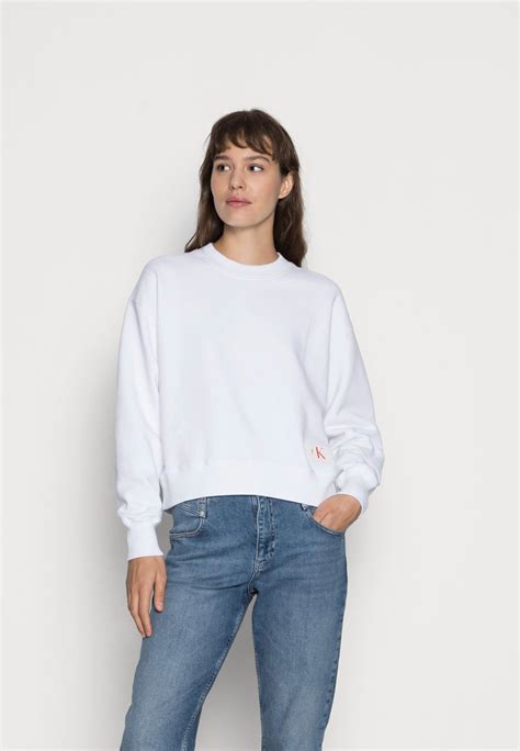 Calvin Klein Jeans Iconic Boxy Sweatshirt Bright White Weiß