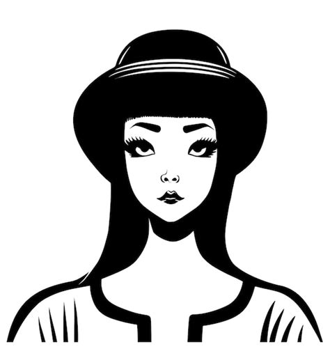 Premium Vector A Woman With A Hat