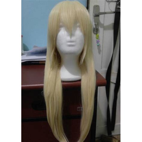 Jual Long Gold Blonde Cosplay Wig Rambut Palsu Pirang Lurus Panjang Gambar Real Picture