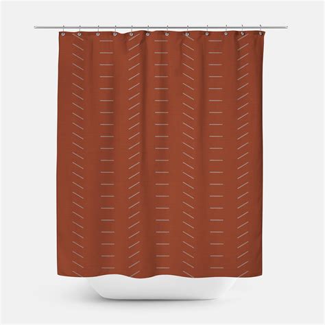 Minimalist Terracotta Rust Burnt Orange Ivory Farmhouse Shower Curtain