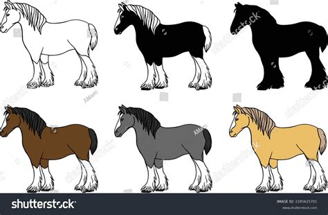 Clydesdale Horse Drawing Vector Clipart Outline Stock Vector (Royalty Free) 2285625701 ...