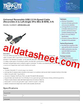 UR030006LAB Datasheet PDF Tripp Lite All Rights Reserved