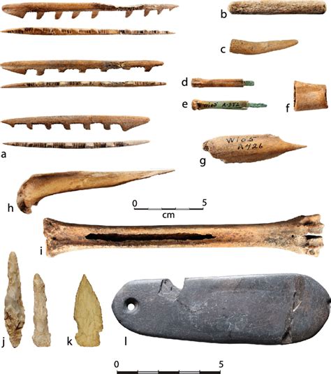 Bone Tools Shown At 50 Scale From Burials And Lithic Artifacts