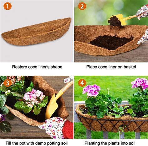 2 Pack Trough Coco Liner Fiber Replacement For Planters30 Inch Half Moon Coconut Coir Planter