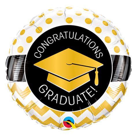 Congratulations Graduate Gold Dots And Chevron Round Foil Helium