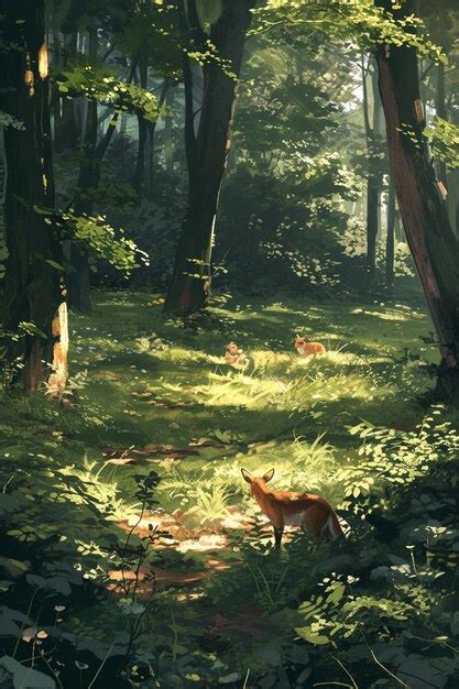 Premium Photo | Digital painting of a hidden forest glade