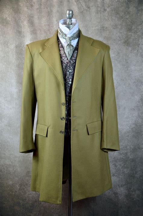 Men S Frock Coat Old Gold Twill Frontier By Lawrence Scott