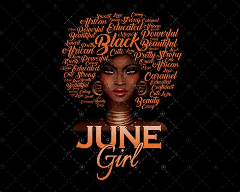 June Girl Png Black Women Afro Hair With Word Art Black Etsy