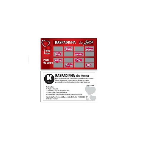 Jogo Sensual Raspadinha do Amor Unidade Sex Shop Castelo dos Prazeres Líder em Rio