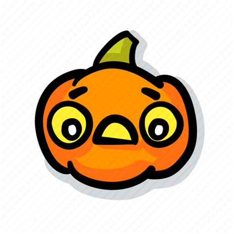 Pumpkin, halloween, emoji, kawaii, cute, scary sticker - Download on Iconfinder