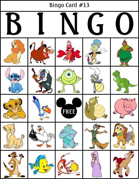 Robbygurls Creations Printable Disney Bingo Disney Printable Bingo