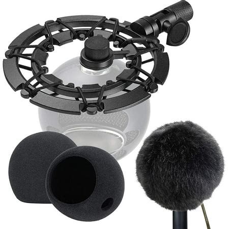 Blue Snowball Shock Mount with Pop Filter, Furry Windscreen Cover for Improve Blue Snowball iCE ...