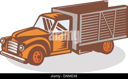 Ilustraci N De Estilo Woodcut De Una Camioneta Vintage En Blanco Y