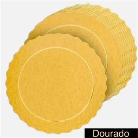 Cake Board Base Para Bolo Dourado Laminada Redonda Detalhada Cm