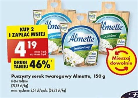 Promocja Almette Puszysty serek twarogowy 150g różne rodzaje w Biedronka