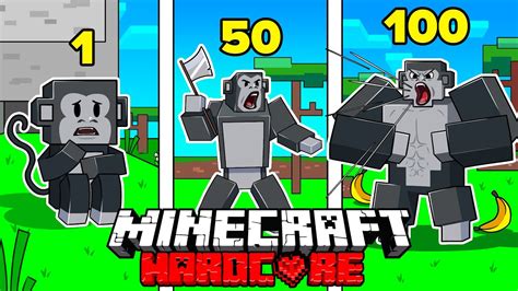 Minecraft HARDCORE Seviyesinde 100 GÜN Boyunca GORİL Olarak Hayatta