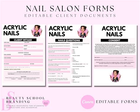 Acrylic Nails Consent Forms Nail Extensions Intake Forms Nail Services Acrylic Extensions