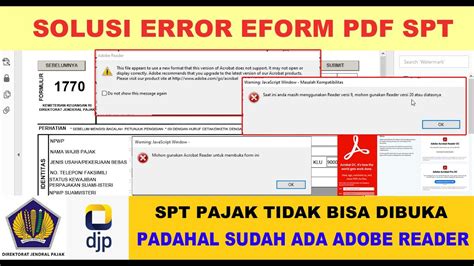 Solusi Eform SPT Adobe Reader Tidak Bisa Dibuka YouTube