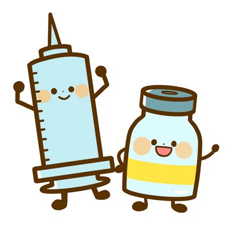 【医療・お薬】注射器さんとワクチンさんのかわいいフリーイラスト | フタバのフリーイラスト