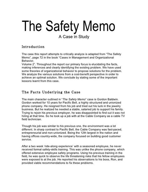 The Safety Memo