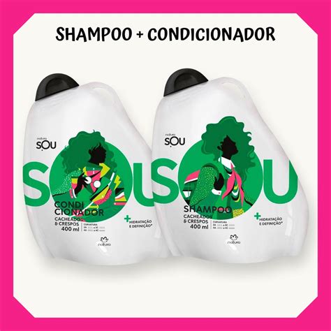 Kit Shampoo Condicionador Natura SOU Cabelos Cacheados E Crespos