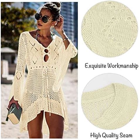 Tuopuda Damen Strandkleid Gestrickte Crochet Bikini Cover Up Sommer