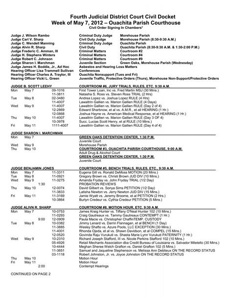 Fourth Judicial District Court Civil Docket - 4th Judicial District Court