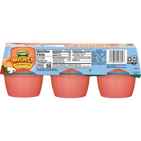 Motts Mighty No Sugar Added Strawberry Peach Applesauce 39 Oz 6 Count Cups