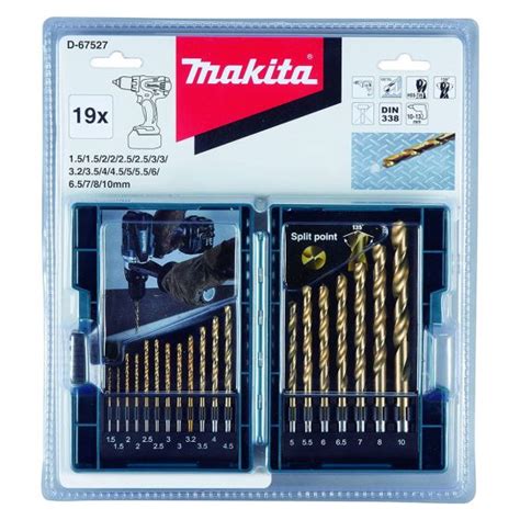 Makita D 67527 Hss Tin Metal Drill Bit Set X19 Pcs Power Tool World