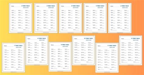 Very Best Times Table Test Printables: Individual and Mixed Quizzes ...