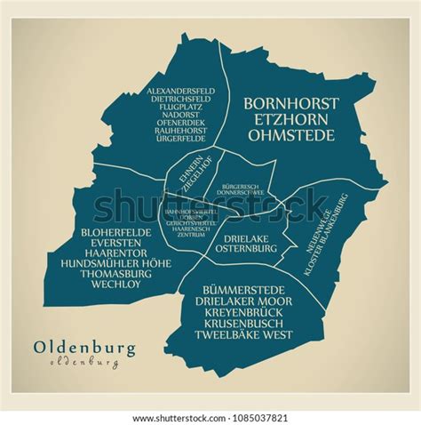 Modern City Map Oldenburg City Germany Stock Vector (Royalty Free ...