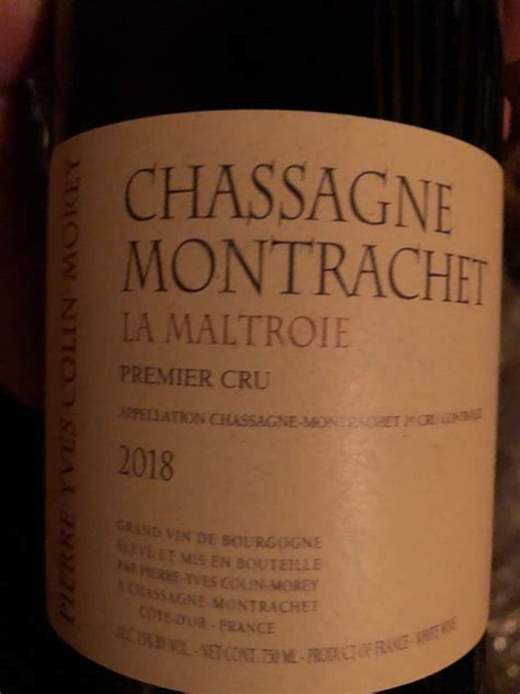 2018 Pierre Yves Colin Morey Chassagne Montrachet 1er Cru La Maltroie