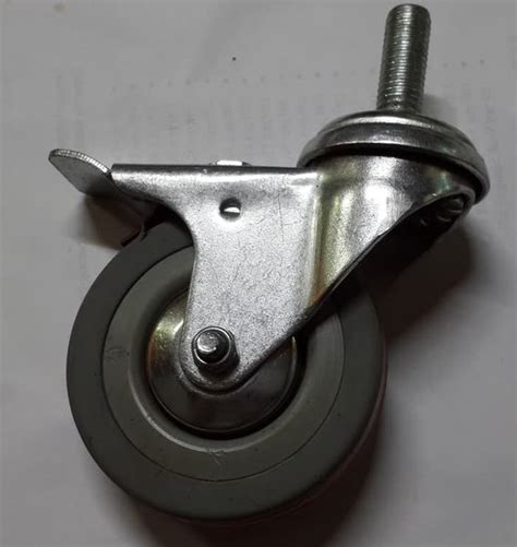 Jual Roda Caster Inch Rubber Grey Roda Karet Abu Abu Drat Rem Di