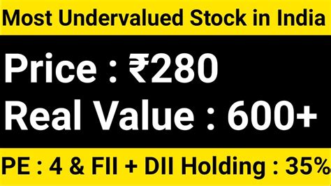 Most Undervalued Stock In India Pe Ratio Huge Fii Dii Stake