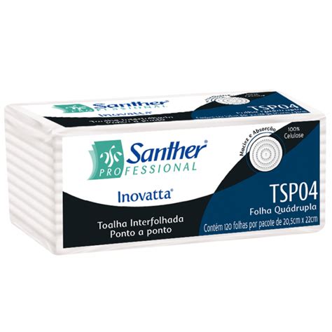 Toalha De Papel Folha Quadrupla Dobras Interfolha Santher Tsp Cx C