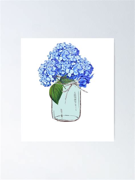 Mason Jars Hydrangeas Stickers Poster For Sale By Nyanko Sempai