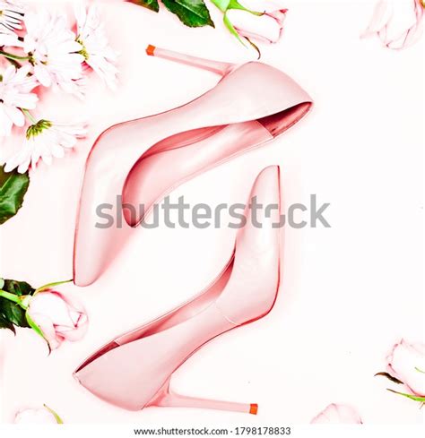 Nude Pink Female Shoes On White Stock Photo 1798178833 Shutterstock