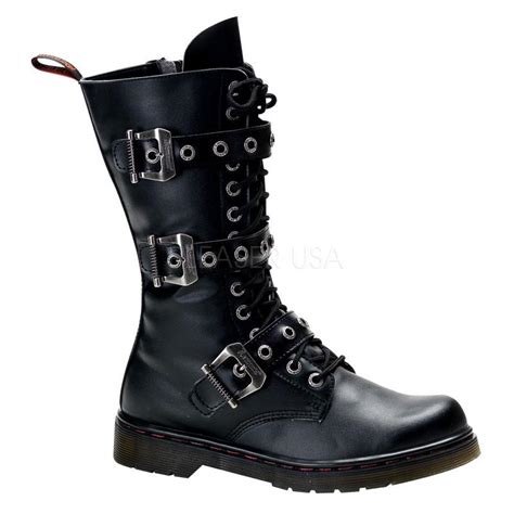 Demonia Disorder 303 Goth Gothic Punk Biker Combat Black Boots Womens