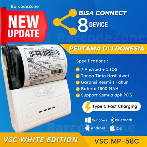 Jual MINI THERMAL PRINTER BLUETOOTH VSC MP 58C RPP02 58MM SUPPORT