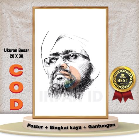 Jual Poster Kayu Mdf Foto Sketsa Habib Umar Hiasan Dinding Dekorasi