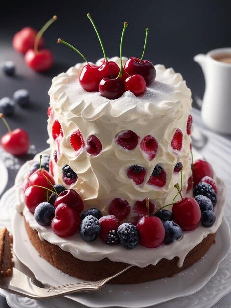Premium Photo Naked Chocolate Cake With Berries