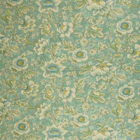 Seawind Teal Floral Linen Upholstery Fabric By The Yard G4177