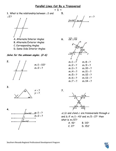 8 Parallel Lines Worksheet - Free PDF at worksheeto.com