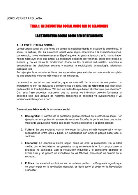 Estructura Y Cambio Social Temas 1 3 Jordi Vernet Argilaga Tema 1 La