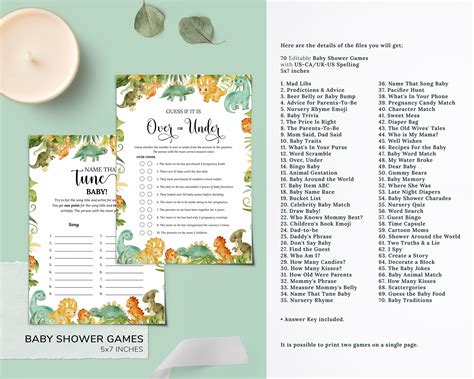 Dinosaur Baby Shower Games Baby Dinosaur Shower Game Bundle - Etsy