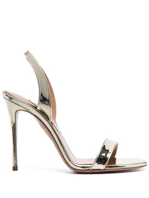 Aquazzura So Nude Mm Slingback Sandals Gold Farfetch Uk