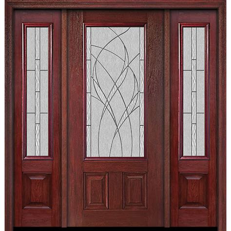 ESWDA 54x80 Exterior Cherry 3 4 Lite Two Panel Single Entry Door